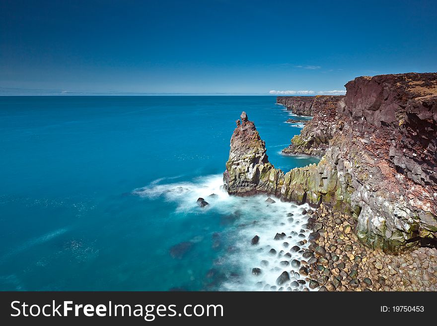 Lava meets the sea in iceland. Lava meets the sea in iceland