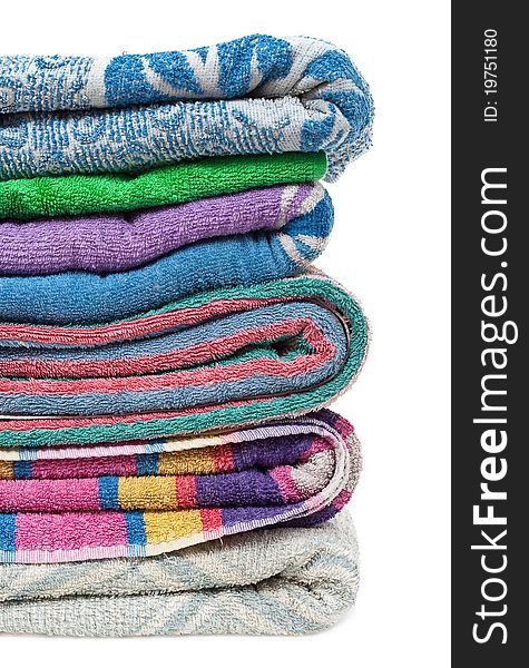 Towels stack on white background