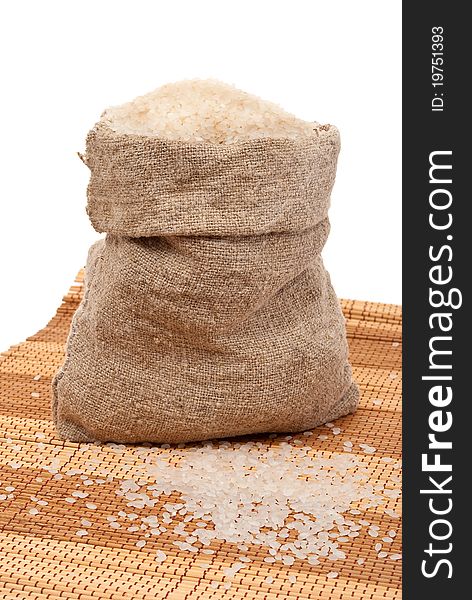 Rice sack on white background