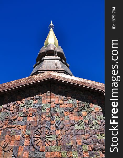 The Stupa Phra Mahathat Naphamethanidon at Doi Inthanon, the highest mountain of Thailand.