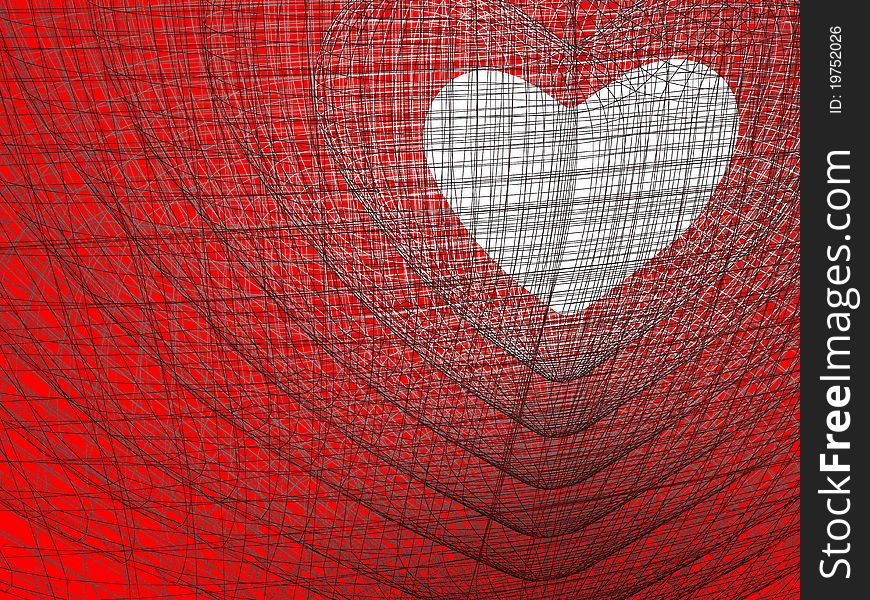 White Heart On Red Background