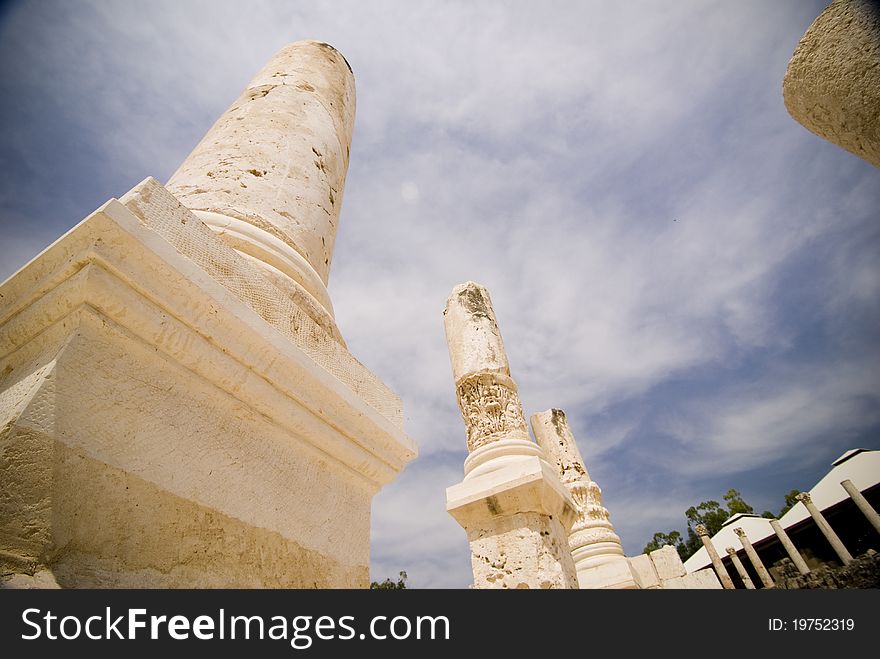 Pillars at Bet She'an Israel from the Byzantine Time Period. Pillars at Bet She'an Israel from the Byzantine Time Period