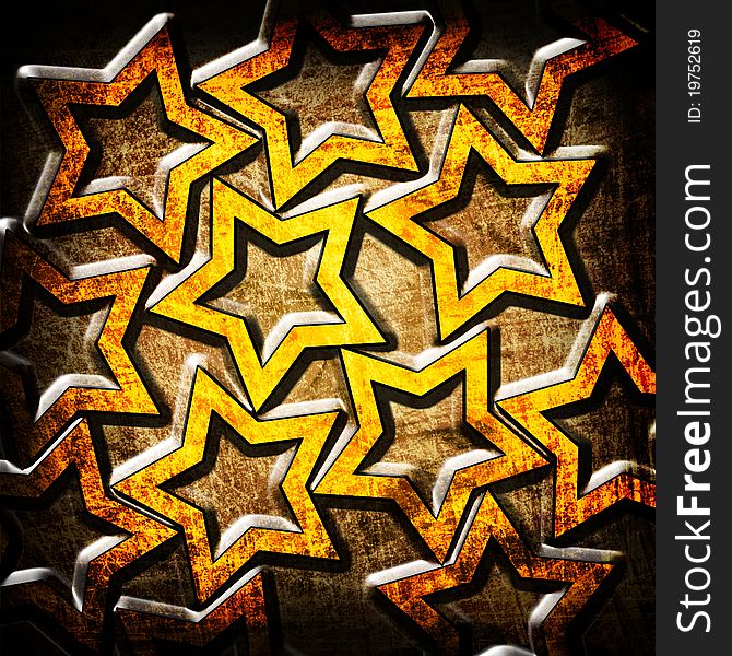 Abstract orange grunge stars background