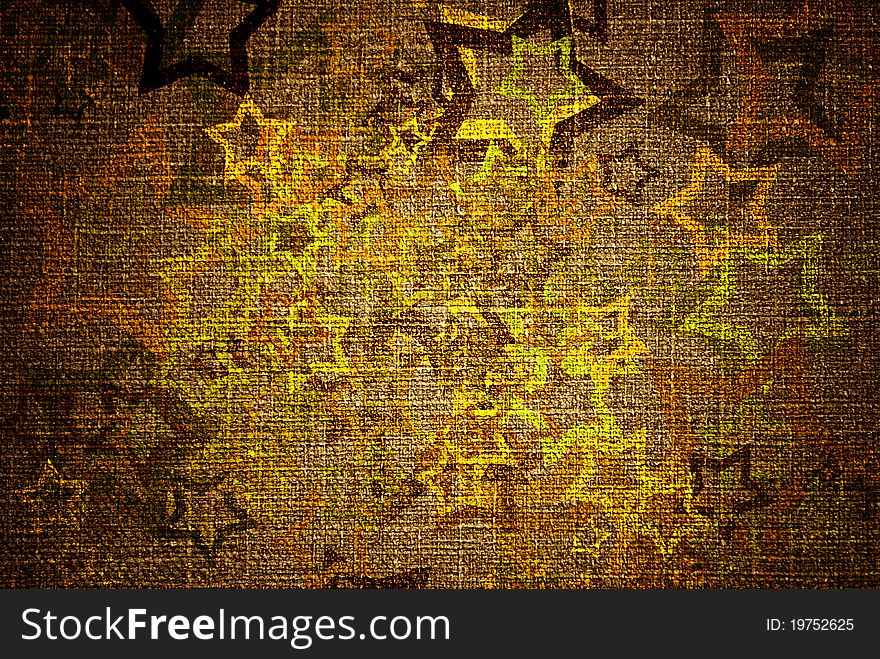 Abstract grunge stars on canvas