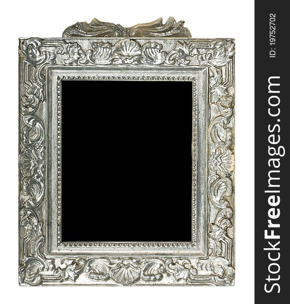 Old silver frame isolated on white background