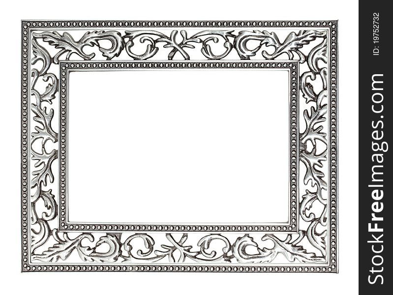 Antique silver frame isolated with clipping path