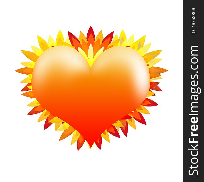 Sunny heart on a white background