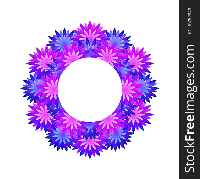 Wreath of blue and violet flowers. Wreath of blue and violet flowers