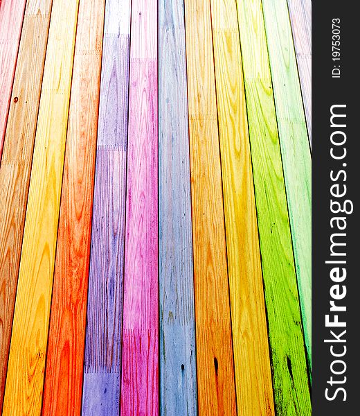 Colorful wood planks in a perspective