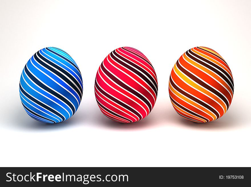 Isolated 3d Easter eggs on a white background