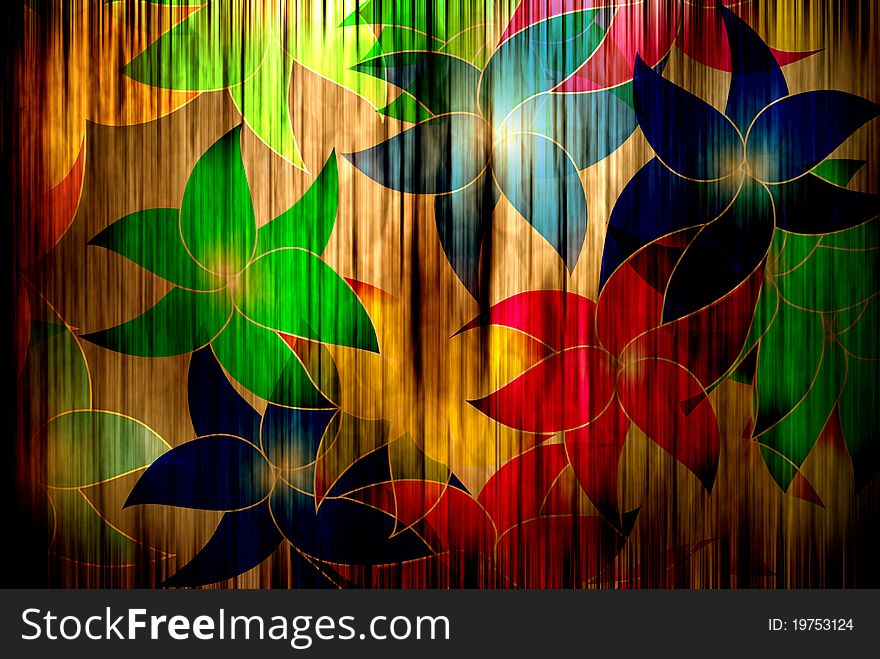 Color flowers on a curtain background. Color flowers on a curtain background