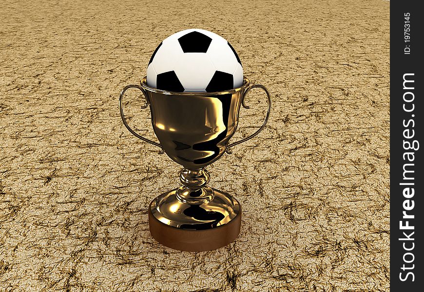 Soccer ball and the cup on the textured background. Soccer ball and the cup on the textured background