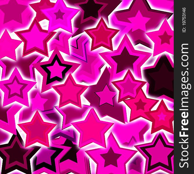 Background of pink and violet glowing stars