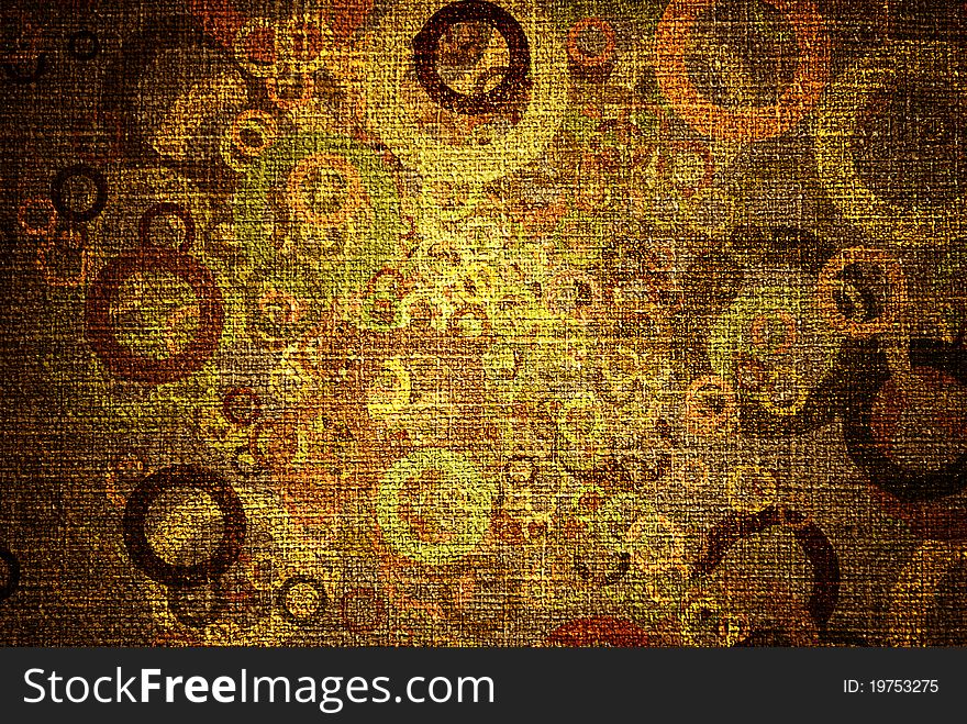 Abstract grunge circles on canvas background