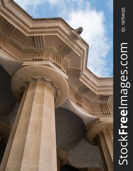 Columns detail on Parc Guell in Spain Barcelona. Columns detail on Parc Guell in Spain Barcelona