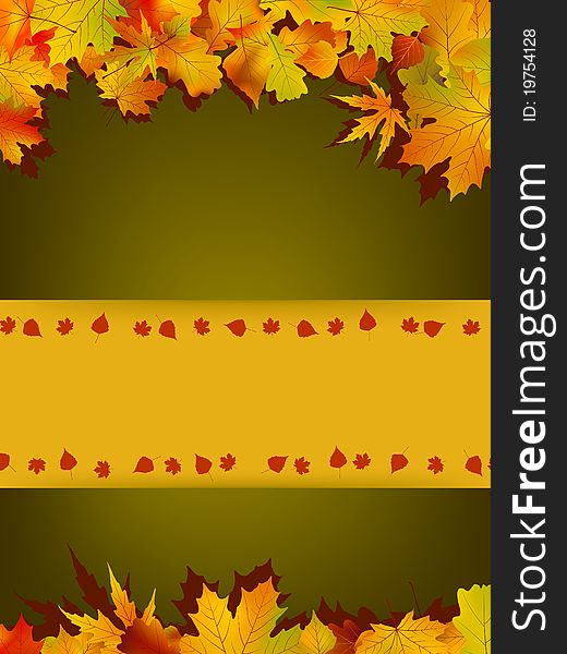 Autumn card of colored leafs. EPS 8 file included