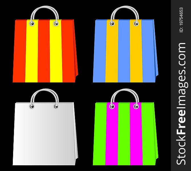 Color bags for purchases on a black background. Color bags for purchases on a black background.