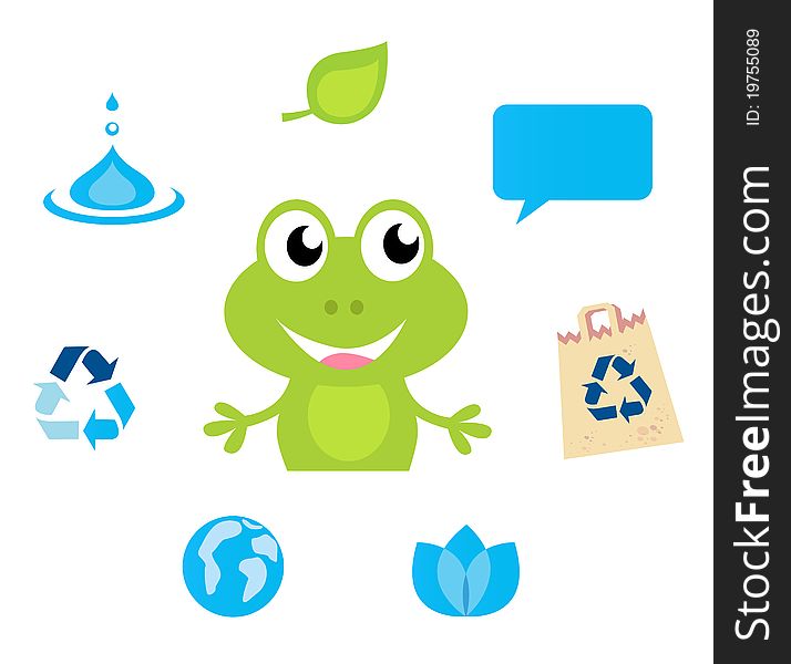 Frog character, Ecology, Nature and Water icons