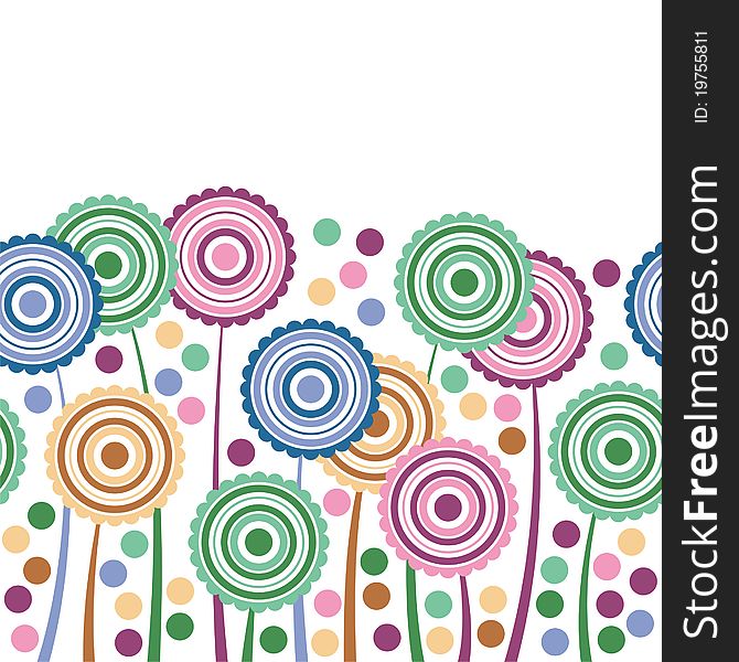 Colorful stylized flowers on white background