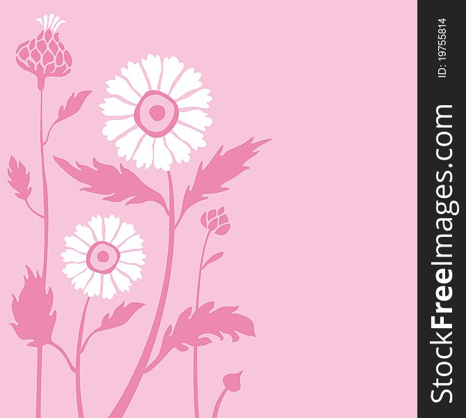 Stylized flowers in pink colors with space for text