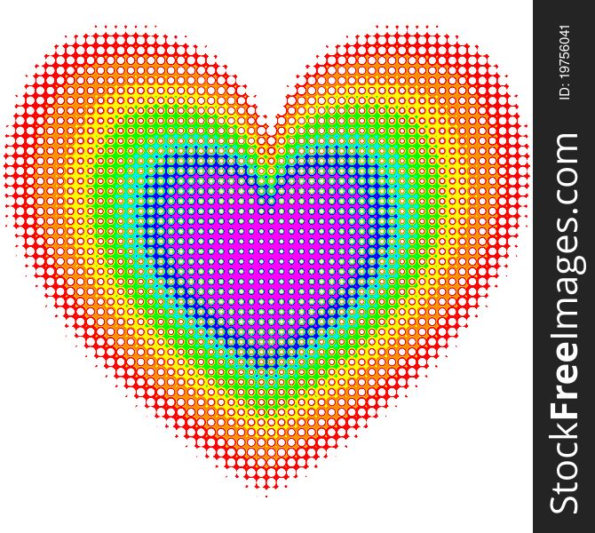 Illustration of the rainbow heart with perforation