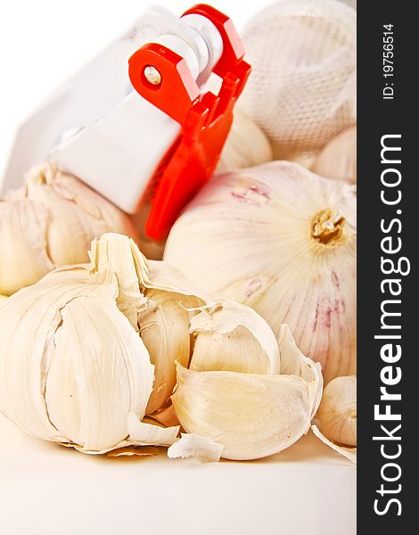 Garlic. Close up on white background