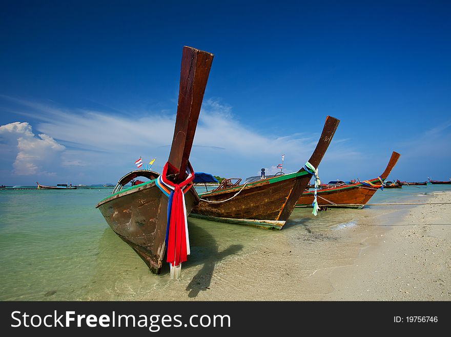 Boats on the sea in Southern of Thailand