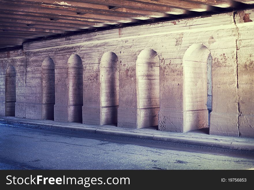 Under the bridge. Urban scene