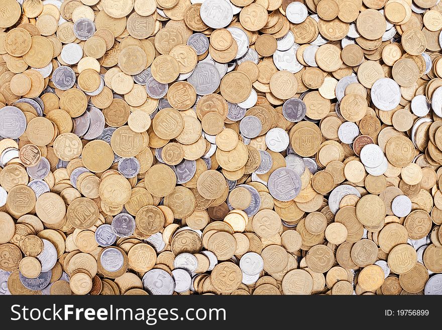 Coins textured background. Ukrainian money. Coins textured background. Ukrainian money