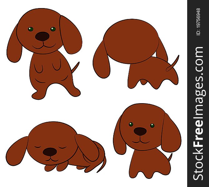 Color illustration with little brown puppy. Color illustration with little brown puppy