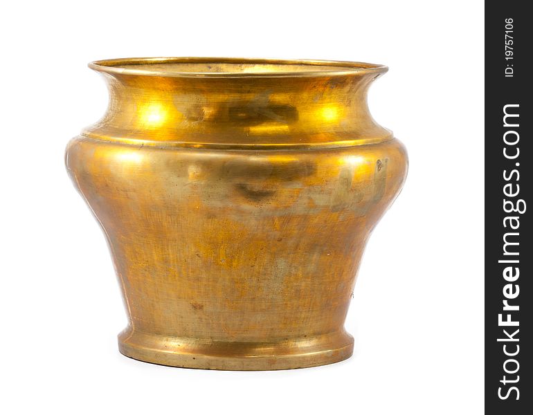 Gold brass bowl isolated