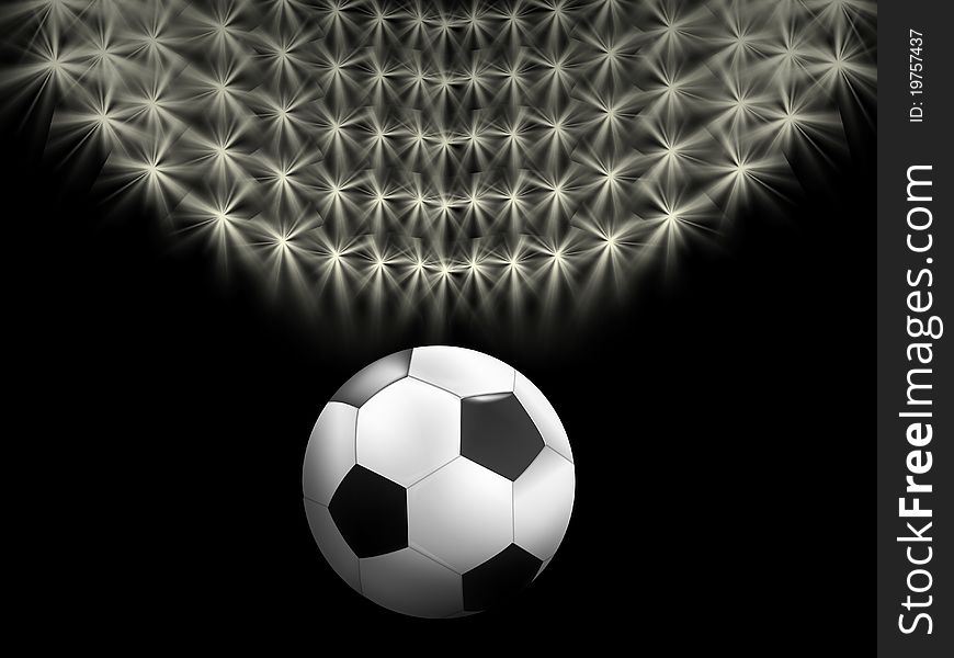 Abstract Soccer background with the ball and stadium lights