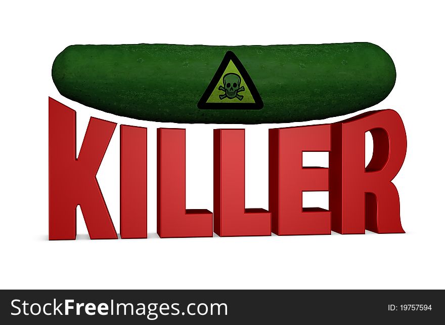 Concept of cucumber killer reflecting the recent news of possible virus that caused many deaths in europe. Concept of cucumber killer reflecting the recent news of possible virus that caused many deaths in europe