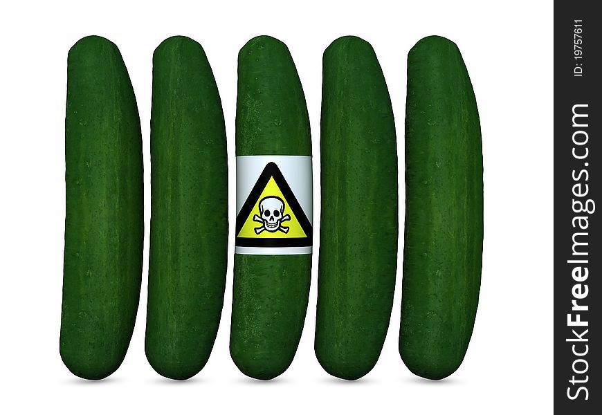 Concept of cucumber killer reflecting the recent news of possible virus that caused many deaths in europe. Concept of cucumber killer reflecting the recent news of possible virus that caused many deaths in europe