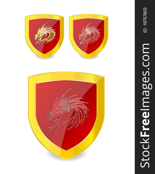 Dragons set on the emblem gold and red color