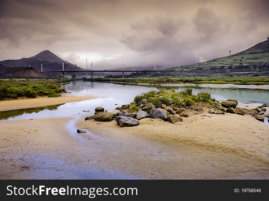 Oil industry on the river Barbadun. Oil industry on the river Barbadun