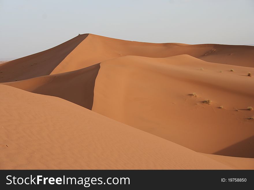 Saharian desert, dune and sky. Saharian desert, dune and sky