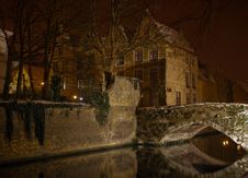 Canal By Night, Bruges. Royalty Free Stock Photos Canal By Night, Bruges. Royalty Free Stock Photos