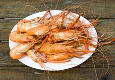 Shrimps On A White Plate Royalty Free Stock Images Shrimps On A White Plate Royalty Free Stock Images