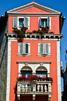 Tall Old European House With Red Walls Royalty Free Stock Photos