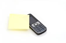 Yellow Memo On A Mobile Phone Royalty Free Stock Photos