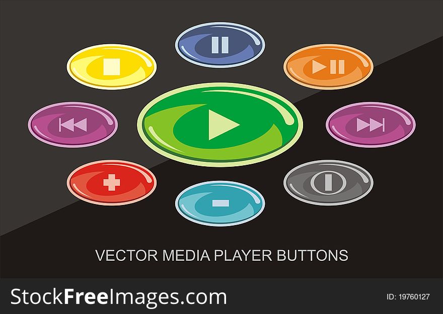 Player button set on black. Vector. Player button set on black. Vector