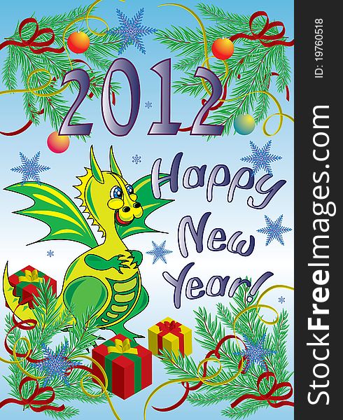 Greeting Card Happy New Year-Year of the Dragon. Greeting Card Happy New Year-Year of the Dragon