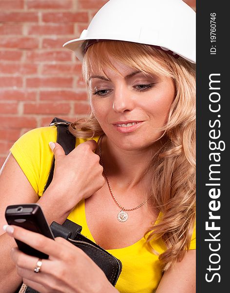 Portrait of a very nice worker with helmet. Portrait of a very nice worker with helmet