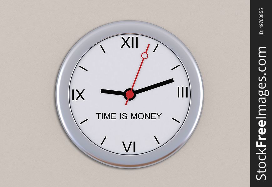 Wall clock with the inscription Time is money