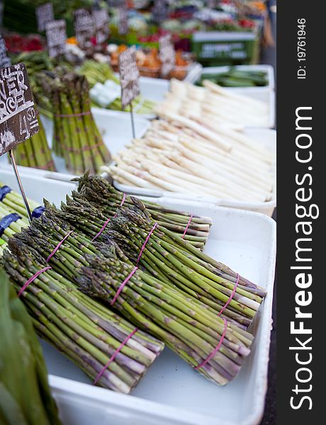 Fresh asparagus at the fruit market