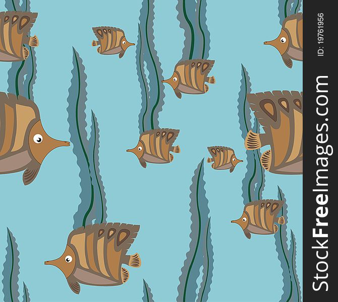 Seamless pattern brown fish