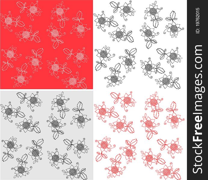 Four variants of flower's seamless