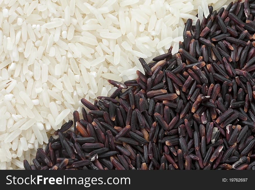 White and black local rice for healthy food. White and black local rice for healthy food.