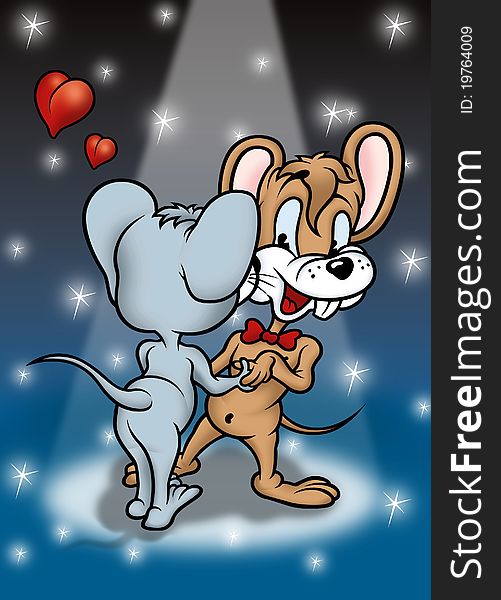 Dancing Mouses - Cheerful Background Illustration, Bitmap